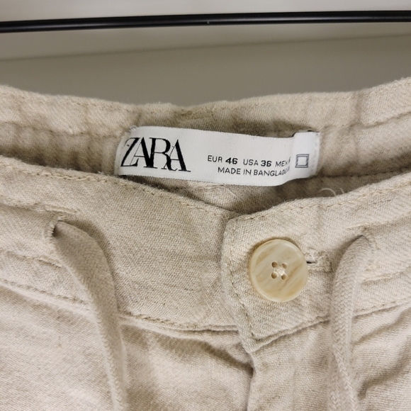 Zara Pants Women's Drawstring Beige Casual Two Pockets Medium - Picture 4 of 4